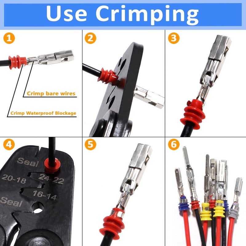 shengbowi Connector Pins Kit Crimped Terminal Pin Automotive Car Electrical 1/1.5/1.8/2.2/2.3/2.5/2.8/3.5mm Male&Female Wire Seals Removal Tool kit Motorcycle ATV Wire Non-Insulated Plug Crimp Set - Image 5
